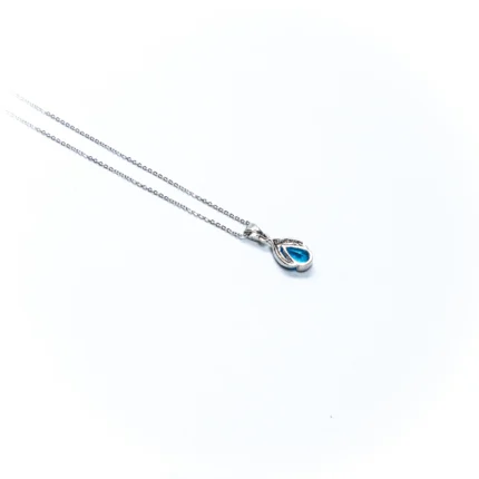 Teardrop Blue Stone Pendant Necklace