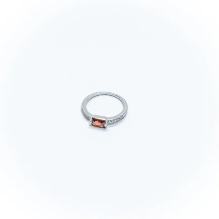 Rectangular Cut Stone Ring with Pave Band