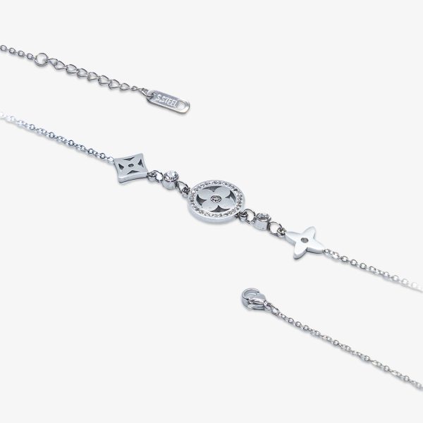 Silver-Toned Motif Link Bracelet
